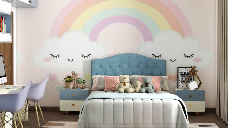 Kamar Tidur Anak Perempuan Minimalis Warna Pastel