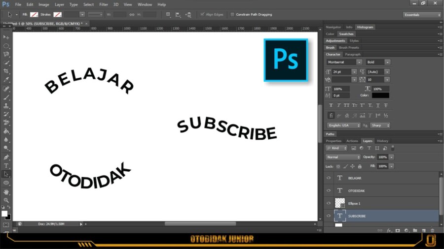 Tulisan Melengkung di Photoshop