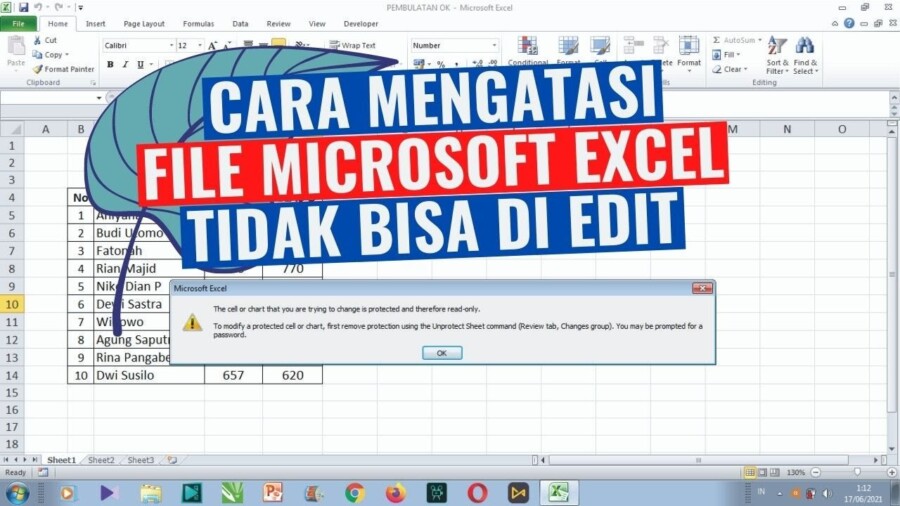 Excel yang Tidak Bisa Diedit